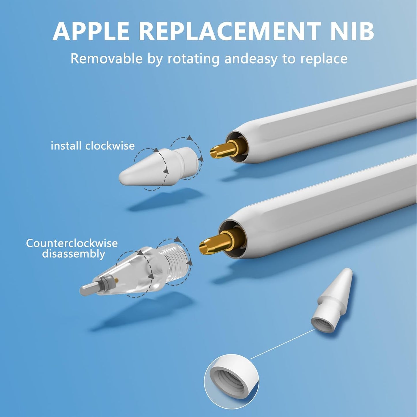 (8 Pack) Replacement Tips for Apple Pencil 2nd Generation and Apple Pencil 1st Generation,Inesore Upgraded Apple Pencil Tips Accessories Compatible with Apple Pencil 2 Generation iPad Pro Pencil Nib