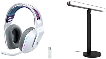 Logitech G733 Lightspeed Wireless Gaming Headset + Litra Beam LX Premium Dual-Sided RGB LED Streaming Key Light - White