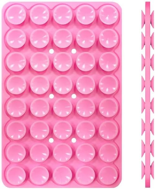 (3 Pack) Double Sided Silicone Suction Cup Phone Case Mount, Hands-Free Silicon Phone Grip with Higher Suction Power for Selfies and Videos, Non Slip Phone Accessories, Pink