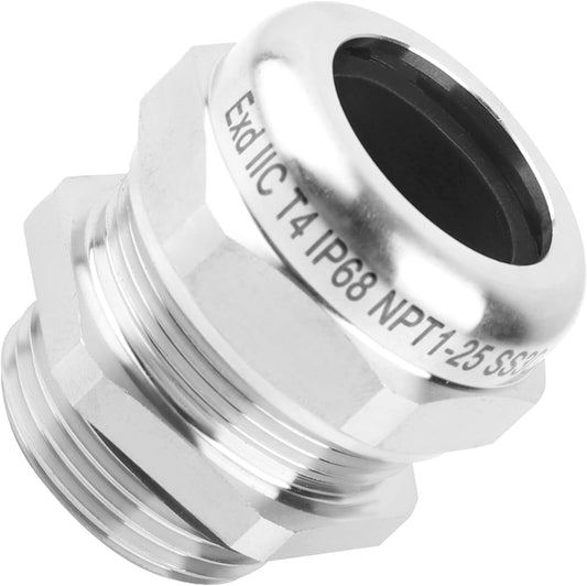 1" NPT Stainless Steel Waterproof Cable Gland, IP68 Waterproof Adjustable Cable Glands, Strain Relief Cord Grip Connectors with Gaskets and Locknut for 18-25mm Cable Diameter