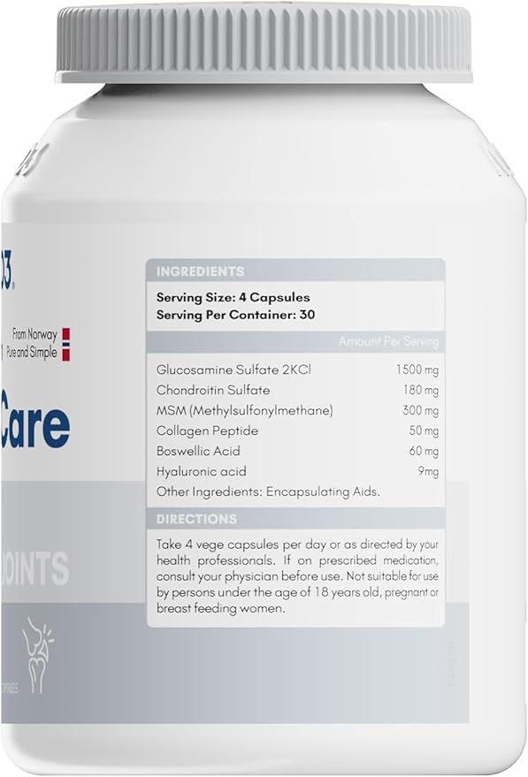 Glucosamine 1500mg with Chondroitin MSM 120 Capsules Collagen Peptide | Joint Support Supplement, 30 Day Supply Joint Health