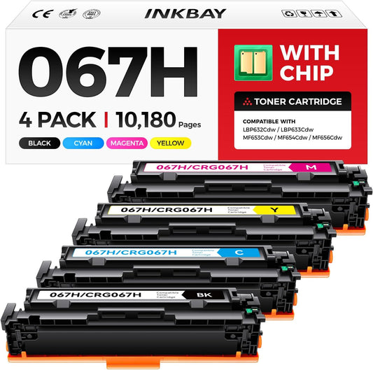 067H Toner Cartridge Set with Chip High Capacity Compatible for Canon 067 067H Toner for Color ImageClass MF656Cdw LBP632Cdw MF654Cdw MF653Cdw LBP633Cdw MF650C LBP630C Printer 4 Pack Black and Color