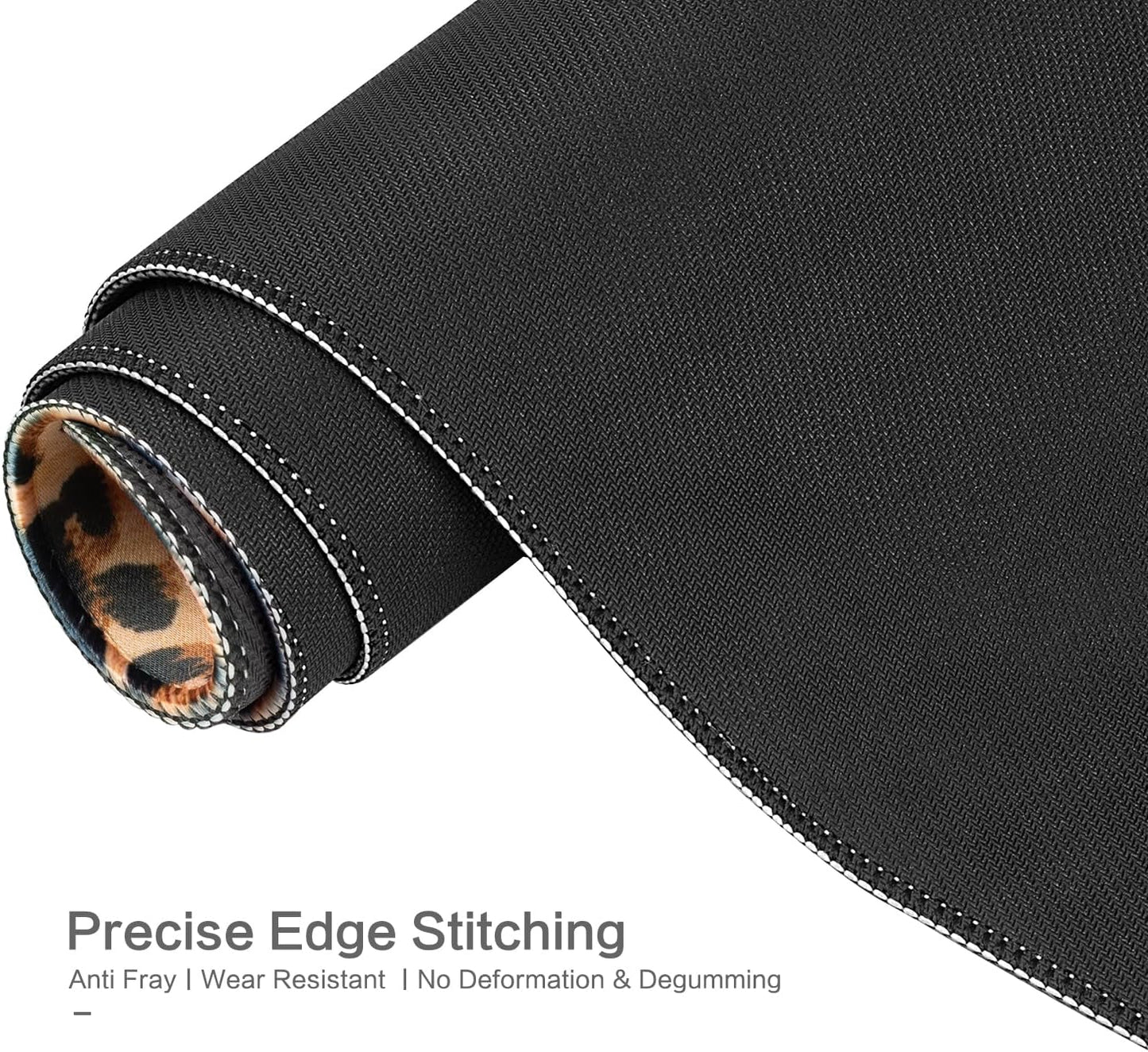 Lokigo Leopard Print Desk Pad, Brown Large Gaming Mouse Pad, Waterproof Rubber Base Mousepad for Desk with Stitched Edges DeskMatt for Laptop Gaming Office Work Study, 31.5"x15.7", Cheetah