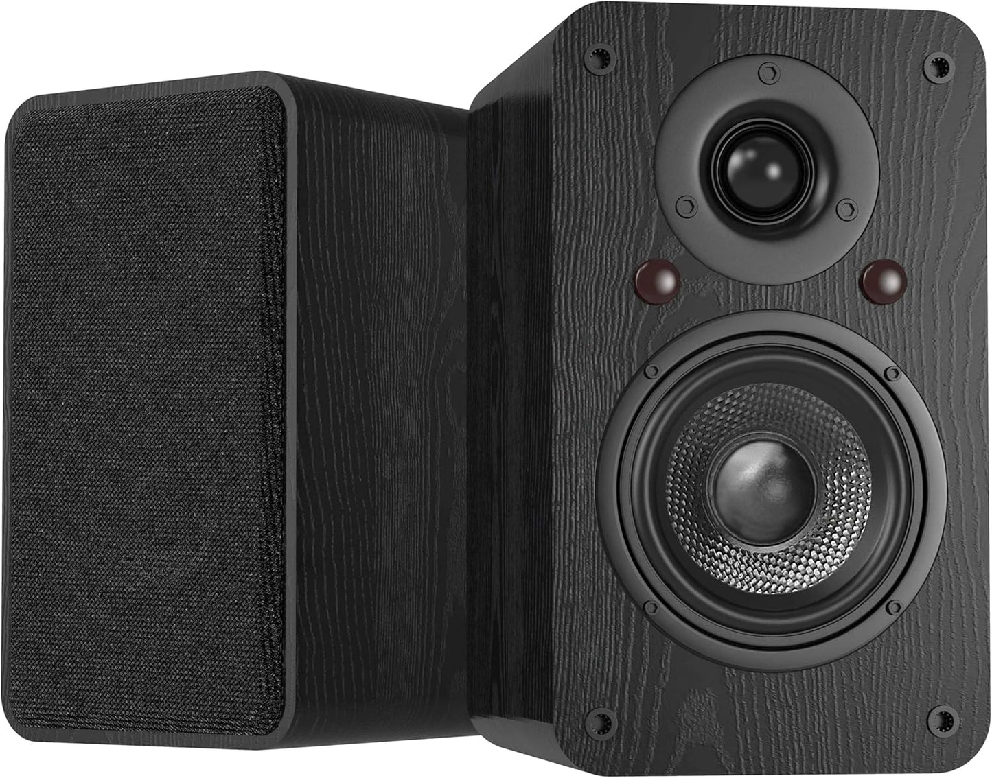 LONPOO Powered Bookshelf Speaker, Active Near Field Studio Monitor with 4" Caron Fiber Woofer and 1" Silk Domed Tweeter,100 Watts RMS with eARC, Optical, Coaxial, Wireless Bluetooth Streaming,Aux-in